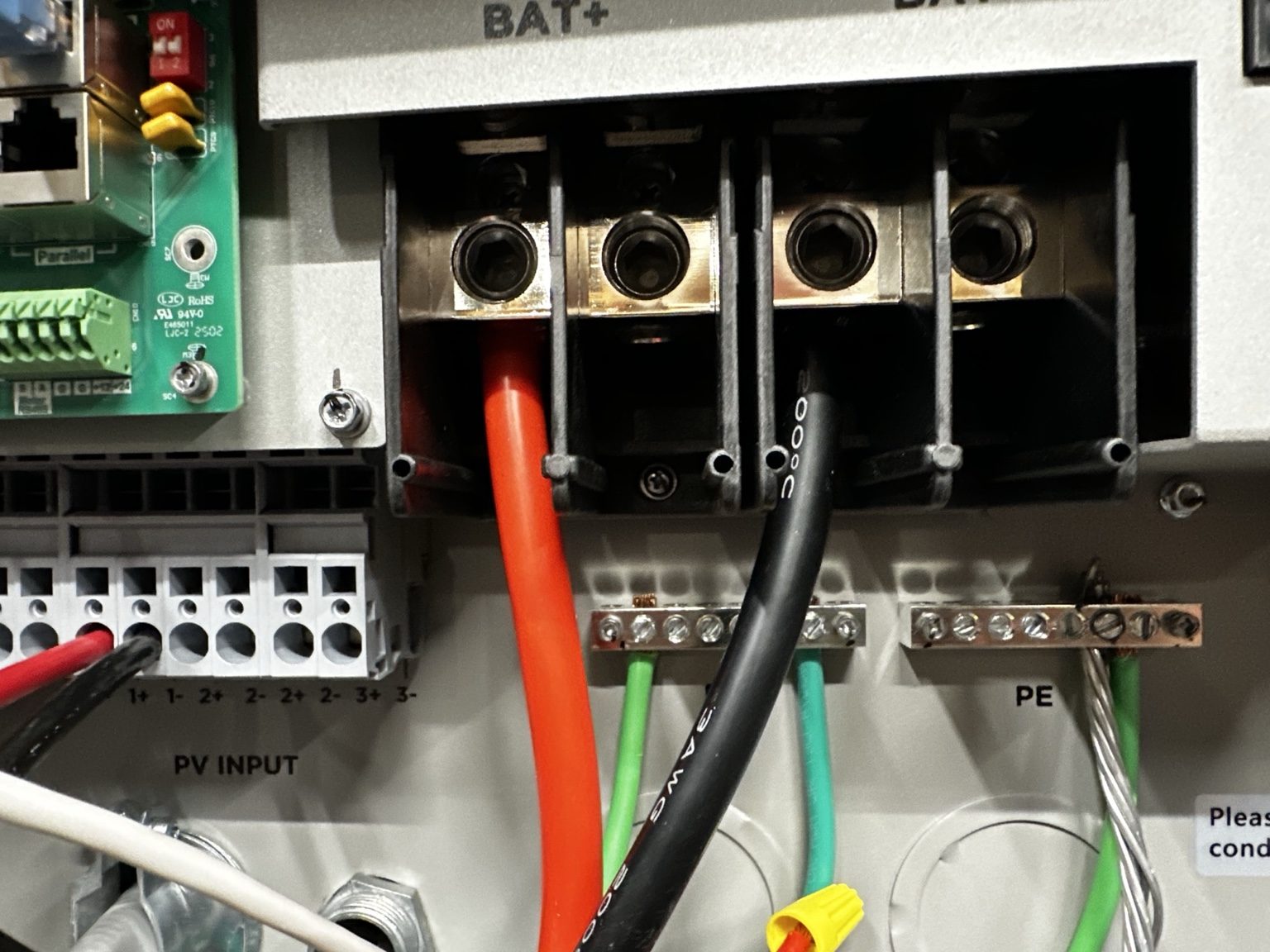 Solar battery wiring